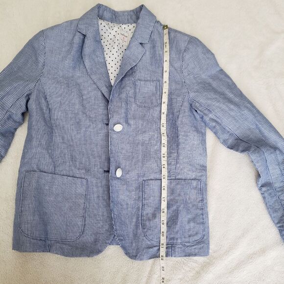 Gap The Academy Blazer Chambray Striped Linen in Blue White size 0 - Picture 13 of 14